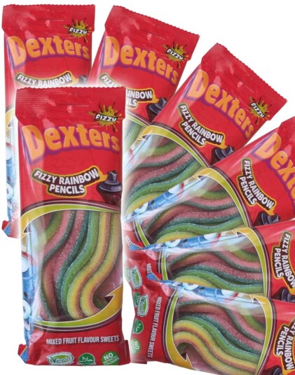 12 stk Fizzy Rainbow Pencils / Godteristenger   Halal Sertifisert   Hel Eske