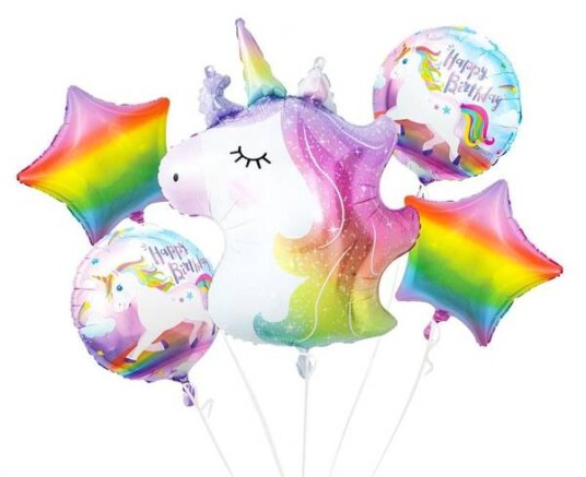 Folieballonger sett Unicorn 5 stk