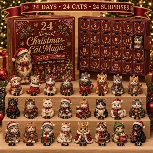 Julekatt 24 roms adventskalender blindboks ferietema kattunge akryl nøkkelring julekalender samlegaveeske