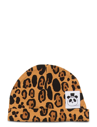 Mini Rodini Basic Leopard Baby Beanie - Beige - 40-42