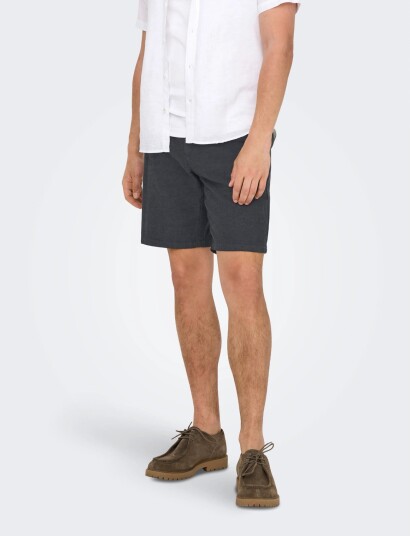 ONLY & SONS Onsmark 0011 Cotton Linen Shorts Noos   Black   XS