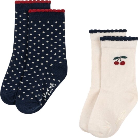 Konges Sløjd Sokker 2 pack Cherry Dot Cherry Mix Konges Sløjd 22/24 Sokker Beige Marineblå