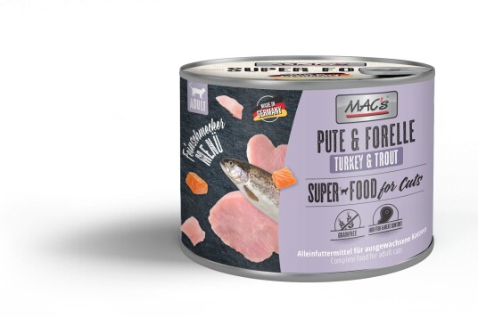 Mac'S Super Food For Cats Gourmet Kalkun Og Ørret Våtfôr 180G