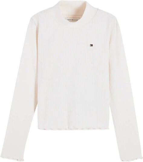 Tommy Hilfiger Mock Neck Rib Top Ls Cream 140