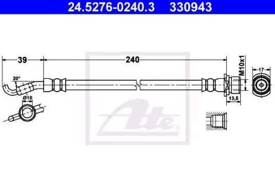 Bremseslange ATE 24.5276-0240.3 Bremseslange ATE 24.5276-0240.3