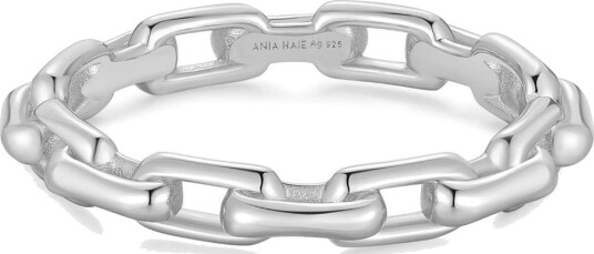 Ania Haie ANIA HAIE SILVER PAPER CLIP LINK RING 56