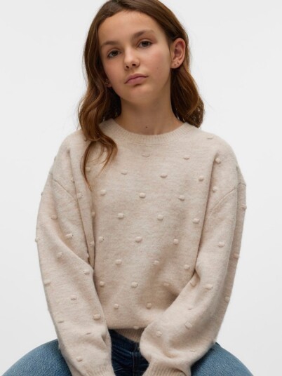 Vero Moda Girl Pullover vmFrancesca LS O neck Grå