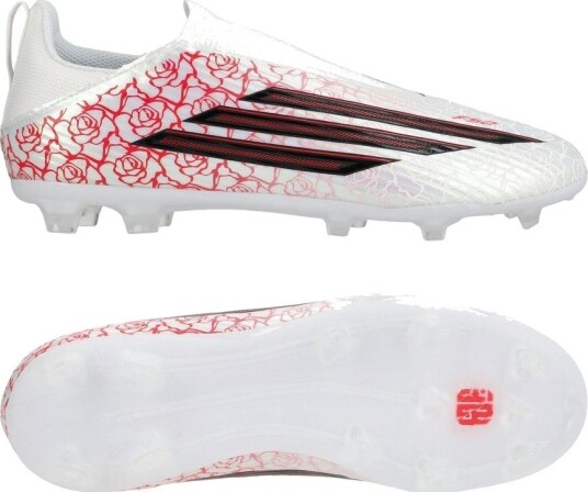 adidas F50 League Laceless FG/AG Lamine Yamal Fottøy Hvit/Svart/Lucid Red Barn størrelse 29