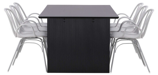 Venture Design Vail & Dyrön spisegruppe Greige/svart 6 stoler & bord 200 x 100 cm