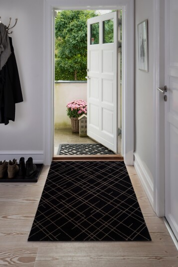 Tica Copenhagen Gulvmatte Lines Svart-Sand 90x130