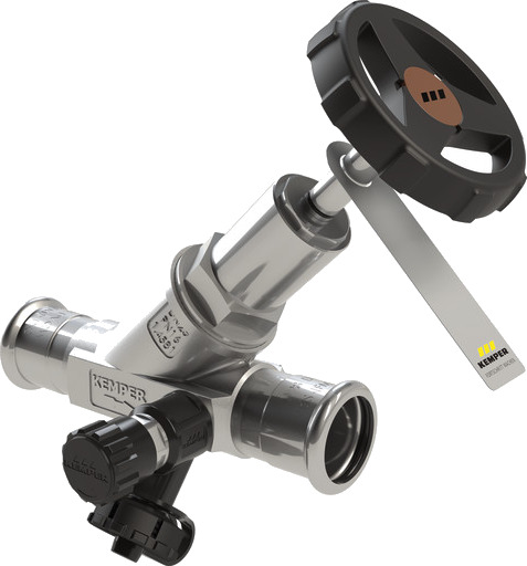 NIRO Kombi tilbakeslagsventil Rustfritt stål EA M press 28 mm med avløpsventil NIRO Kombi tilbakeslagsventil Rustfritt stål EA M press 28 mm med avløpsventil