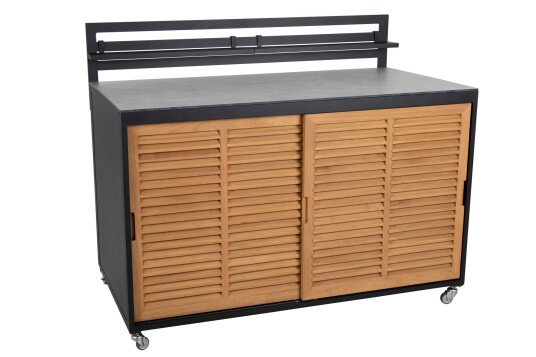 Brafab Fornax utekjøkken Svart/teak 140x114x74 cm Svart