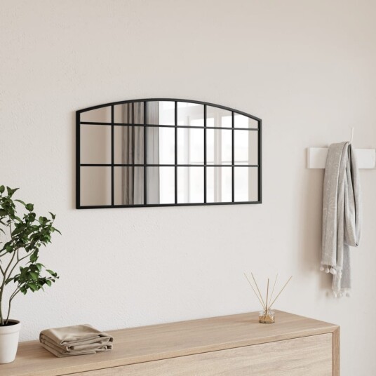 vidaXL Veggspeil svart 80x40 cm buet jern vidaXL Veggspeil svart 80x40 cm buet jern