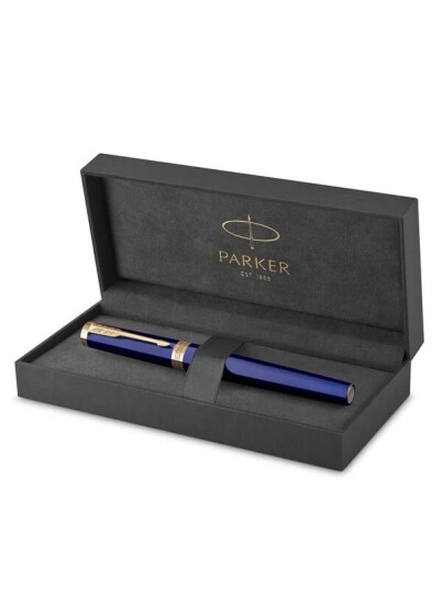 Parker Ingenuity fyllepenn | Core Collection | Bl med gullkant | Fin Nib | Svart blekk | Gaveeske