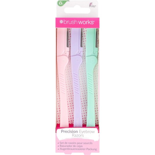 Brushworks Precision Eyebrow Razor Pastel Pack of 3