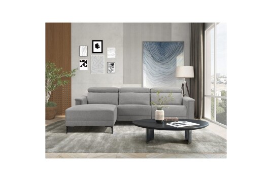 Hjørnesofa 3 seter Lund Lys grå Belfast stoff Venstre Manuell Recliner Lys grå Belfast stoff Venstre Manuell Recliner
