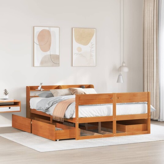  Sengeramme uten madrass voksbrun 120x190 cm heltre furu 8721102983986