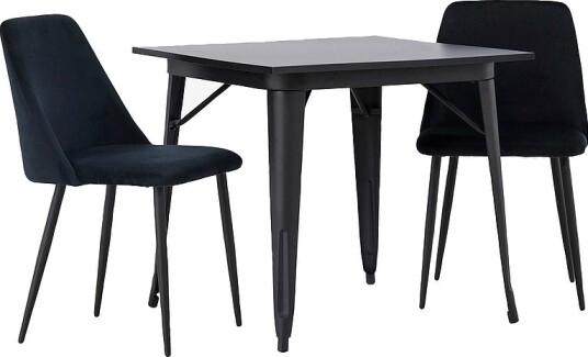 Venture Home Spisegruppe Tempe med 2 stk stoler Night Svart