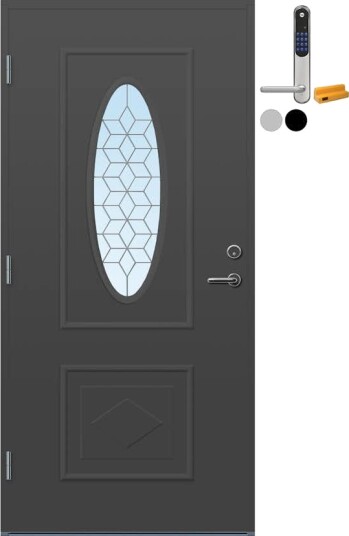 Ytterdør Bygg1 Fana Klart Blyglass med Yale Doorman Classic Home