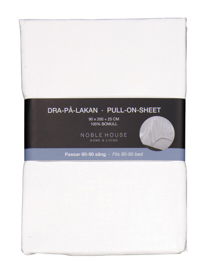 Noble House Fitted Sheet 90X200 Cm - White - 90X200CM
