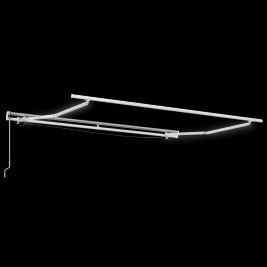 Markiseramme med LED stripelys Hvit 350 x 250 cm Aluminium