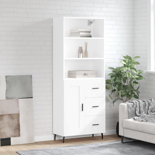 vidaXL Highboard hvit 69,5x34x180 cm konstruert tre 8720845934040 vidaXL Highboard hvit 69,5x34x180 cm konstruert tre 8720845934040