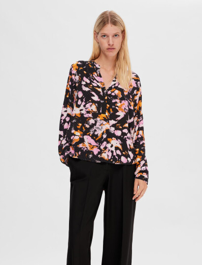 Selected Slfirene Ls Aop Top Noos - Black - 34