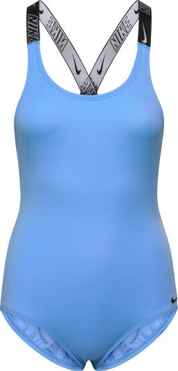 NIKE SWIM Nike Logo Tape Crossback One Piece - Blue - S