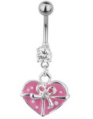 Gift Wrapped Heart Navlepiercing Rosa