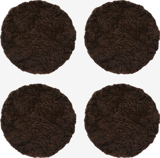 Skinnwille Saueskinnspute Round Curly 4 pakning Brun