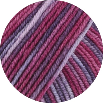 Lana Grossa Cool Wool Garn Print 841 Lilla Mørk Fuchsia Rød Fiolett