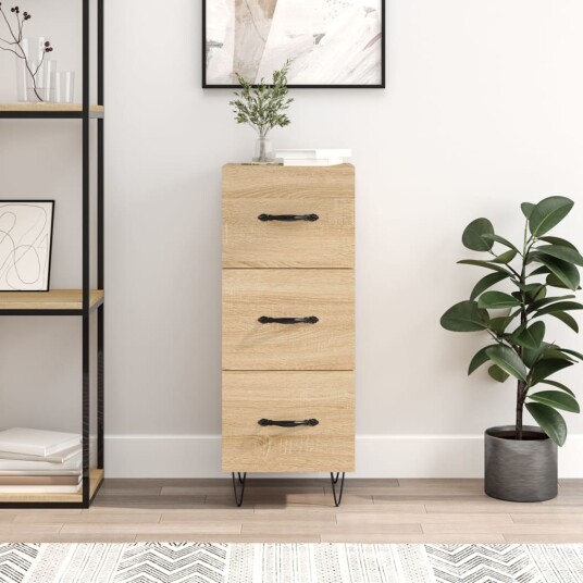 vidaXL Skjenk sonoma eik 34,5x34x90 cm konstruert tre