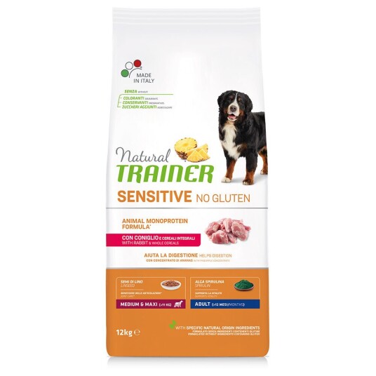 Trainer Natural Sensitive Natural Trainer Sensitive No Gluten Adult Medium/Maxi Single Protein Med Kanin 12 kg