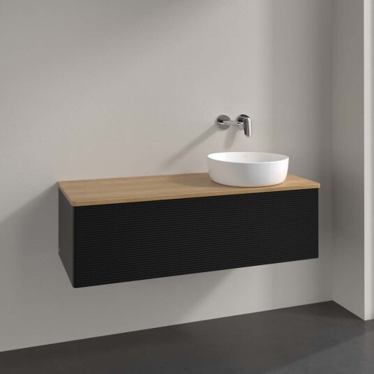 Villeroy & Boch Antao Servantskap med 1 skuff 120x50x36 cm u/lys Sort Matt/Eik