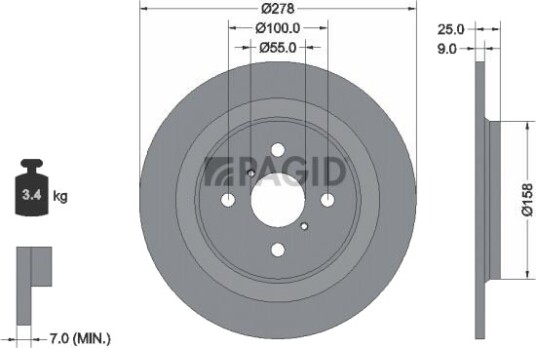 PAGID 54619NC Bremseskive