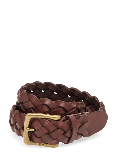 Polo Ralph Lauren Braided Calfskin Belt Brown L