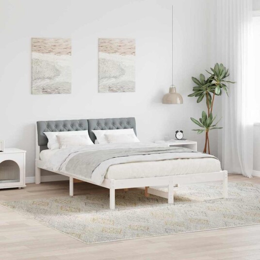 Sengestamme Hvit og lysegrå 150 x 200 cm Heltre furu