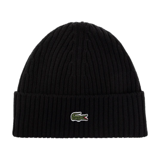 Lacoste Wool Knitted Beanie Black Lacoste Wool Knitted Beanie Black