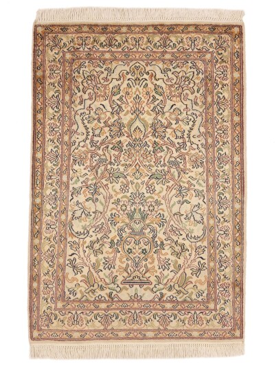 Håndknyttet. Opphav: India Kashmir ren silke Teppe 65x96