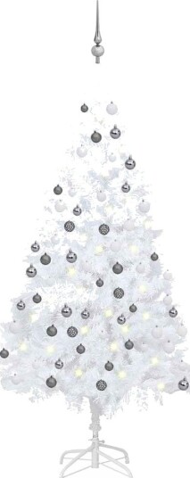 vidaXL Kunstig juletre med LED og kulesett 120 cm PVC hvit