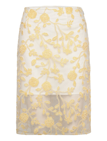 ROTATE Birger Christensen Flower Beads Pencil Skirt   Yellow   42