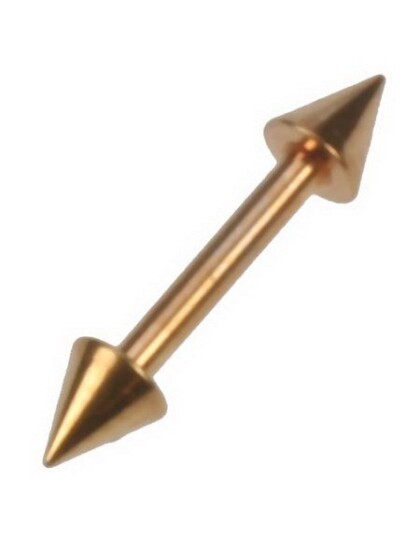 Utgått Rett Gullfarget Øyenbrynspiercing med Spike Kuler 12 x 8 mm