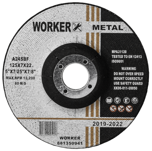 Worker Ø125mm 7,0mm Slipeskive for Metall og Støpejern