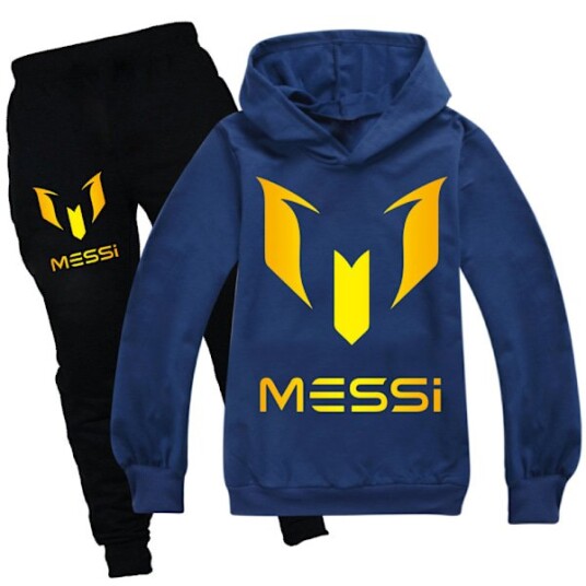 Messi Fotballtreningssett for barn og tenåringer (7-14 år) - Genser + Bukser - Marineblå Navy blue 160cm