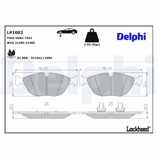 Bremseklosser DELPHI LP1002
