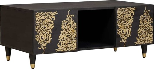  Kaffebord Svart 100 x 54 x 40 cm Massiv mango tre