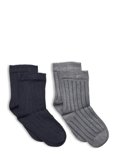 Minymo Ankle Sock Rib (2-Pack) Blue 23-26