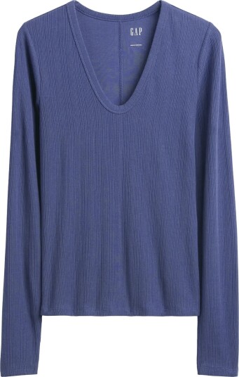GAP Long Sleeved Rib T Shirt From The Gap Collection SARGASSUS BLUE XL