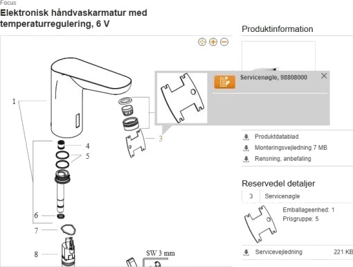 Hansgrohe servicenøkkel
