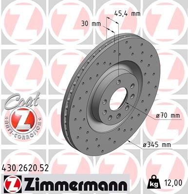 Bremseskive ZIMMERMANN 430.2620.52 Bremseskive ZIMMERMANN 430.2620.52